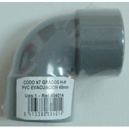 CODO EVAC H-H 87º 40MM PVC...