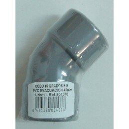 CODO EVAC H-H 45º 40MM PVC...